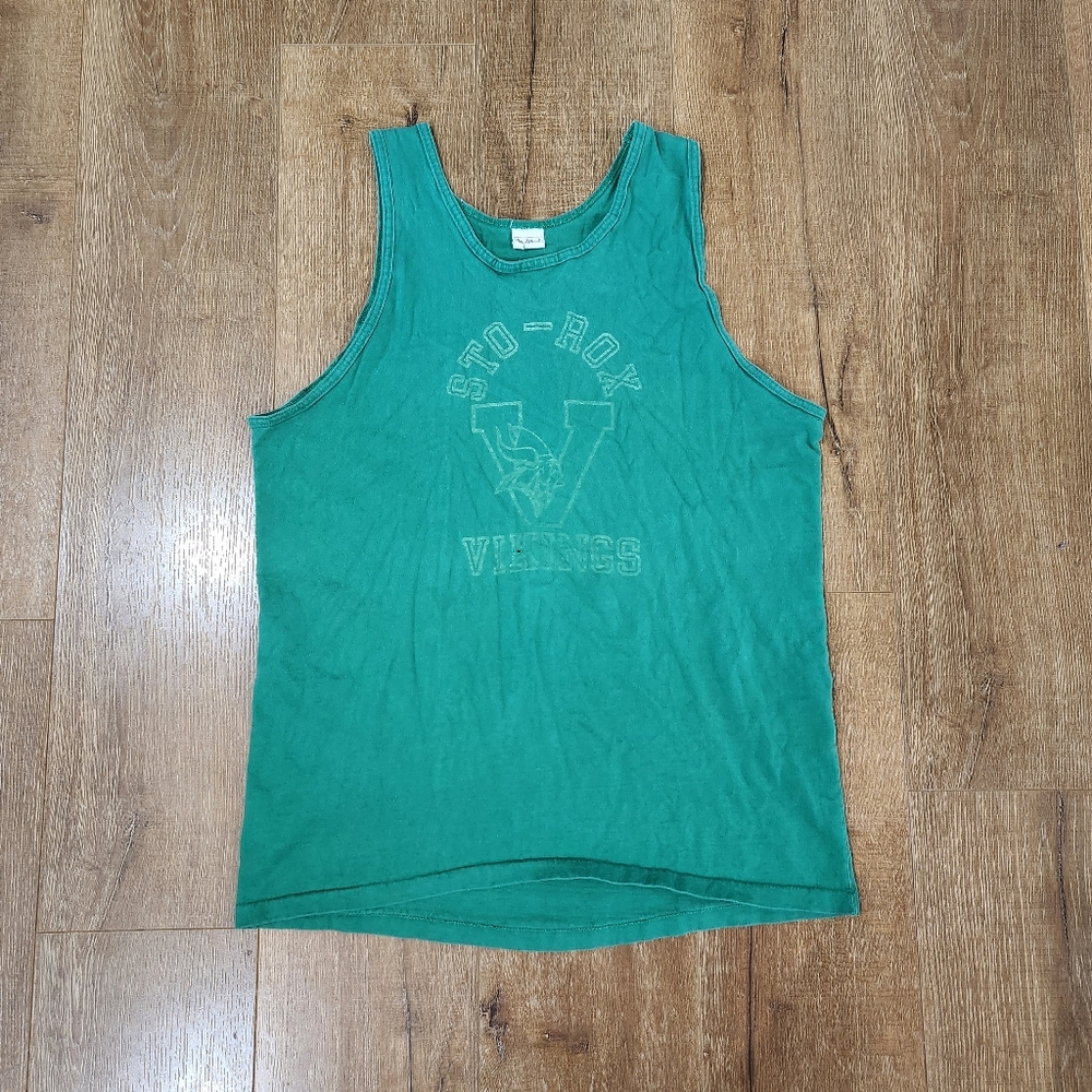 Vintage made in the USA Sto-Rox Vikings green tank size XL retro school comfy